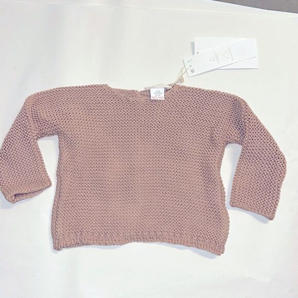 ZARA Baby | Pale Pink | CHUNKY KNIT COTTON SWEATER WITH KIMONO SLEEVES - Picture 2 of 5